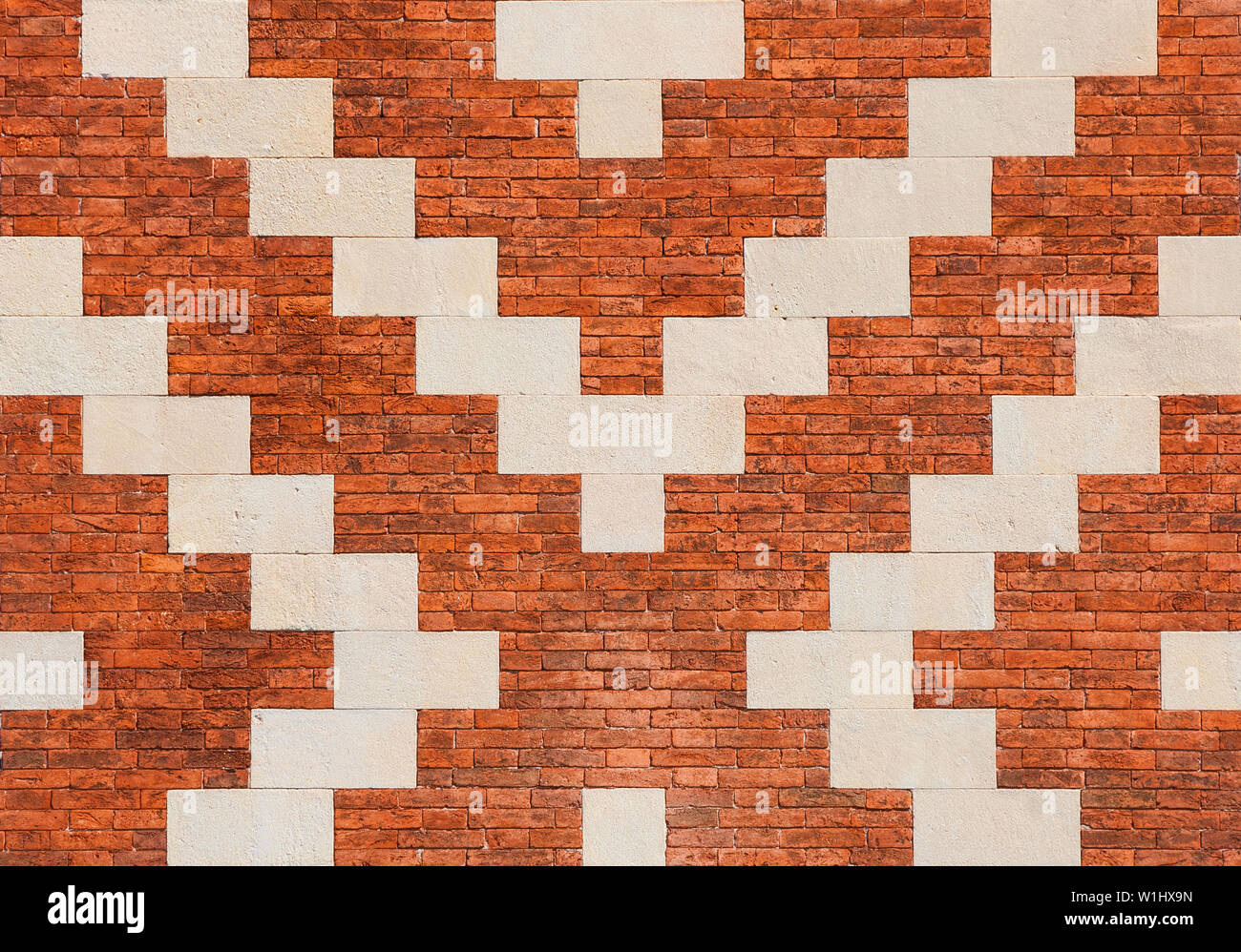 Aus rotem Backstein mit weißem Stein composite Wand als Hintergrund Stockfoto