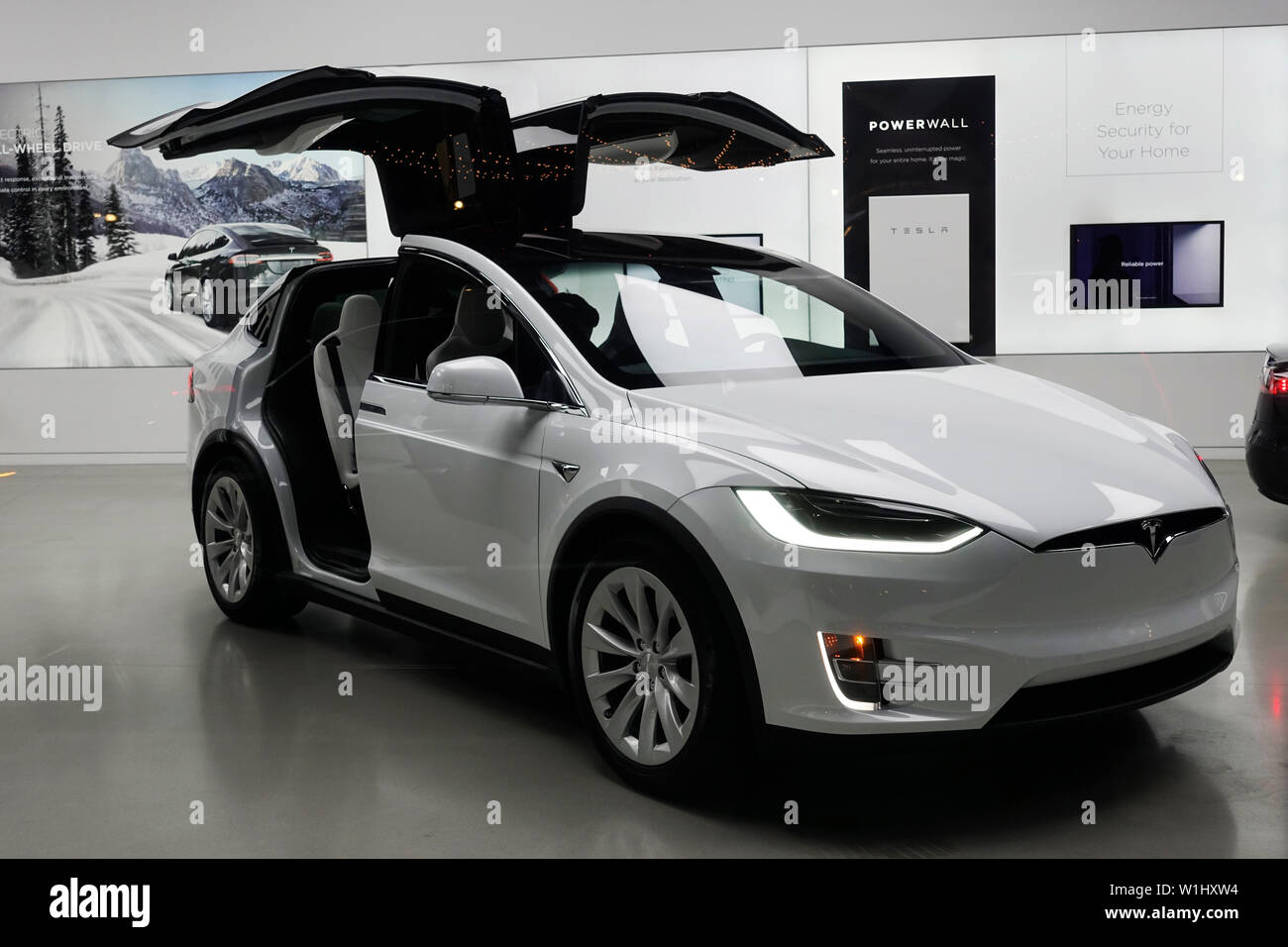 Tesla Showroom im Meatpacking District von New York Stockfoto