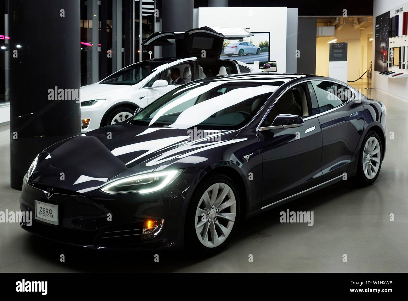 Tesla Showroom im Meatpacking District von New York Stockfoto