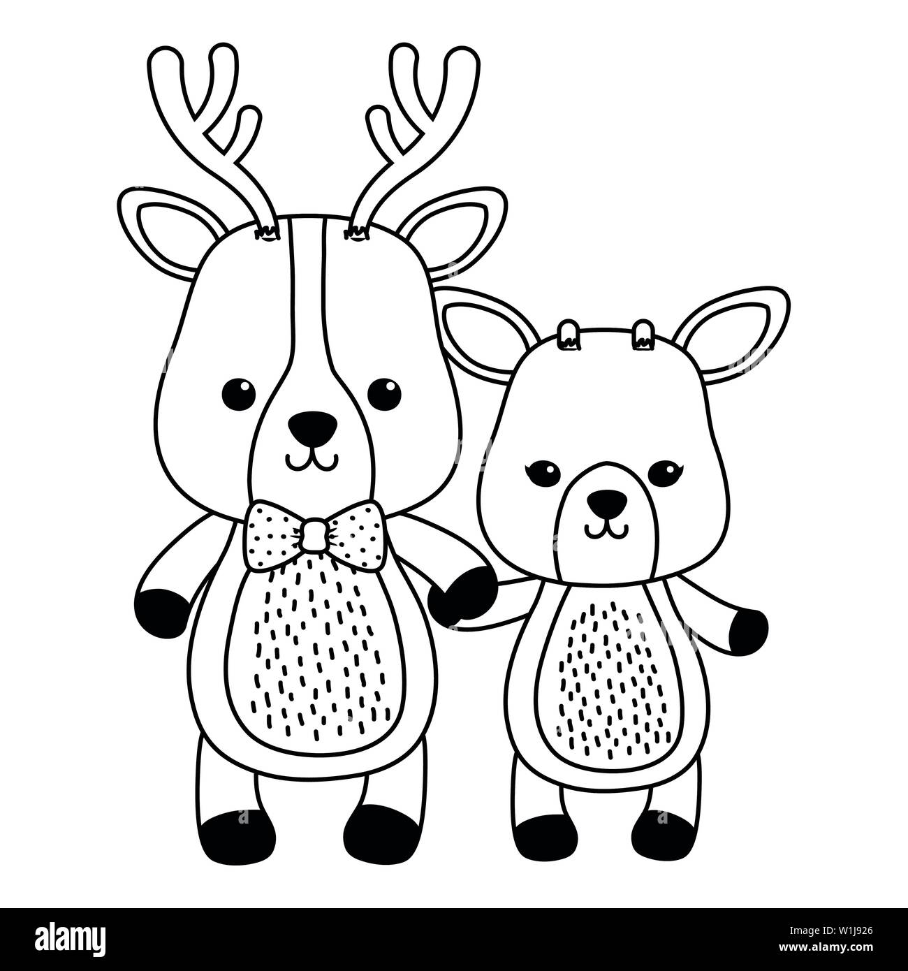 Paar Rentiere und Hirsche Design, Animal cute Zoo life Natur und Fauna Thema Vector Illustration Stock Vektor