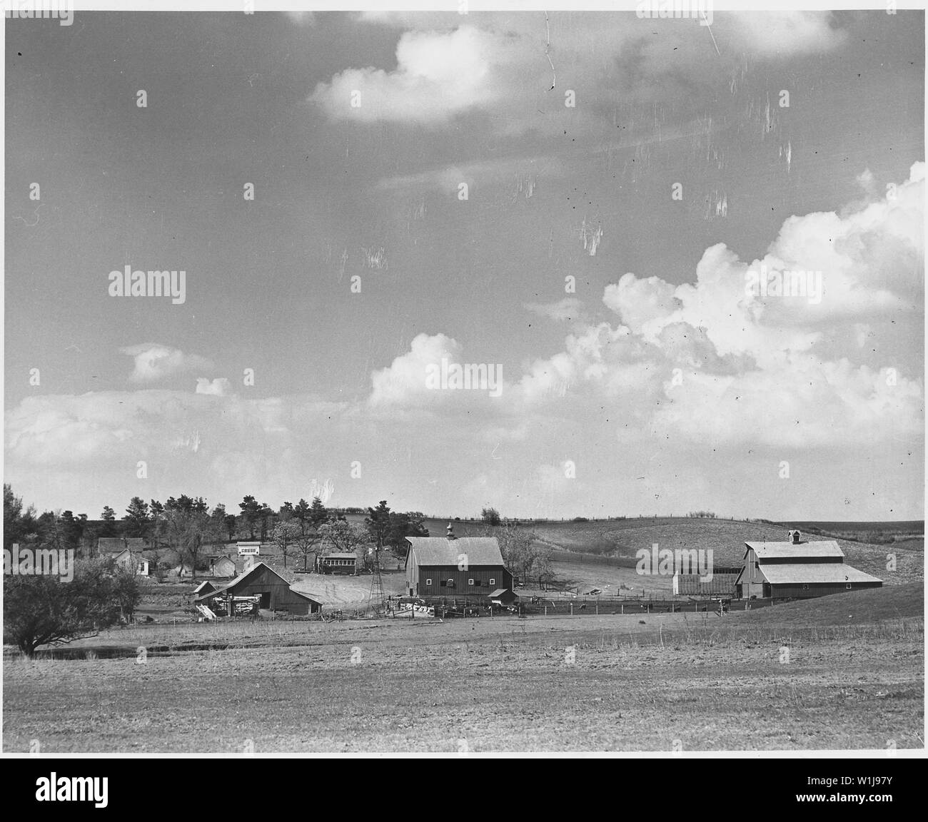 Shelby County, Iowa. Allgemeine Ansichten von Bauernhöfen. Diese Bilder zeigen das Layout der typische Shelby C. . .; Umfang und Inhalt: Die Bildunterschrift lautet wie folgt: Shelby County, Iowa. Allgemeine Ansichten von Bauernhöfen. Diese Bilder zeigen das Layout der typische Shelby County Farmen. Zu beachten sind die Größe und die Anzahl der Nebengebäude, ihre Nähe zu den Wohnungen, den Olivenhainen um jeden Platz und die Variation der Größe, Form und Anordnung der Gebäude. Die Gleichheit der Dinge in dieser Region ist oft genug betont. Es gibt Variationen gibt es hier wie überall sonst. Stockfoto