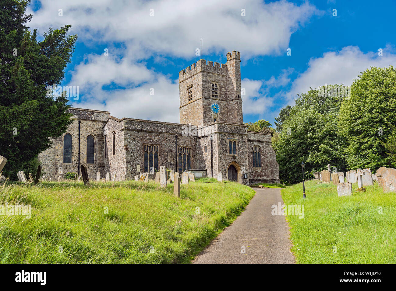 Blick auf St. Maria Magdalena Kirche, Cobham - Kent, Großbritannien Stockfoto