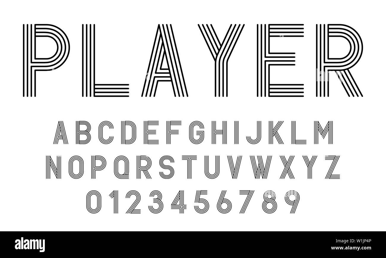 Satz von Alphabeten Schriften Buchstaben und Zahlen moderne abstrakte Design mit Leinen Vector Illustration Stock Vektor