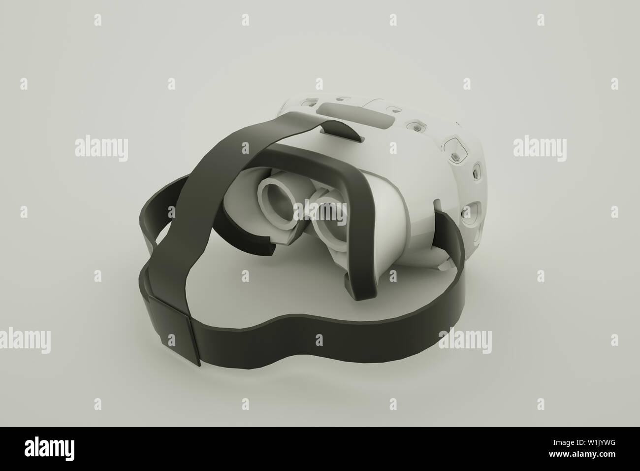 VR-Headset auf weißem Hintergrund. 3D-Darstellung. Stockfoto