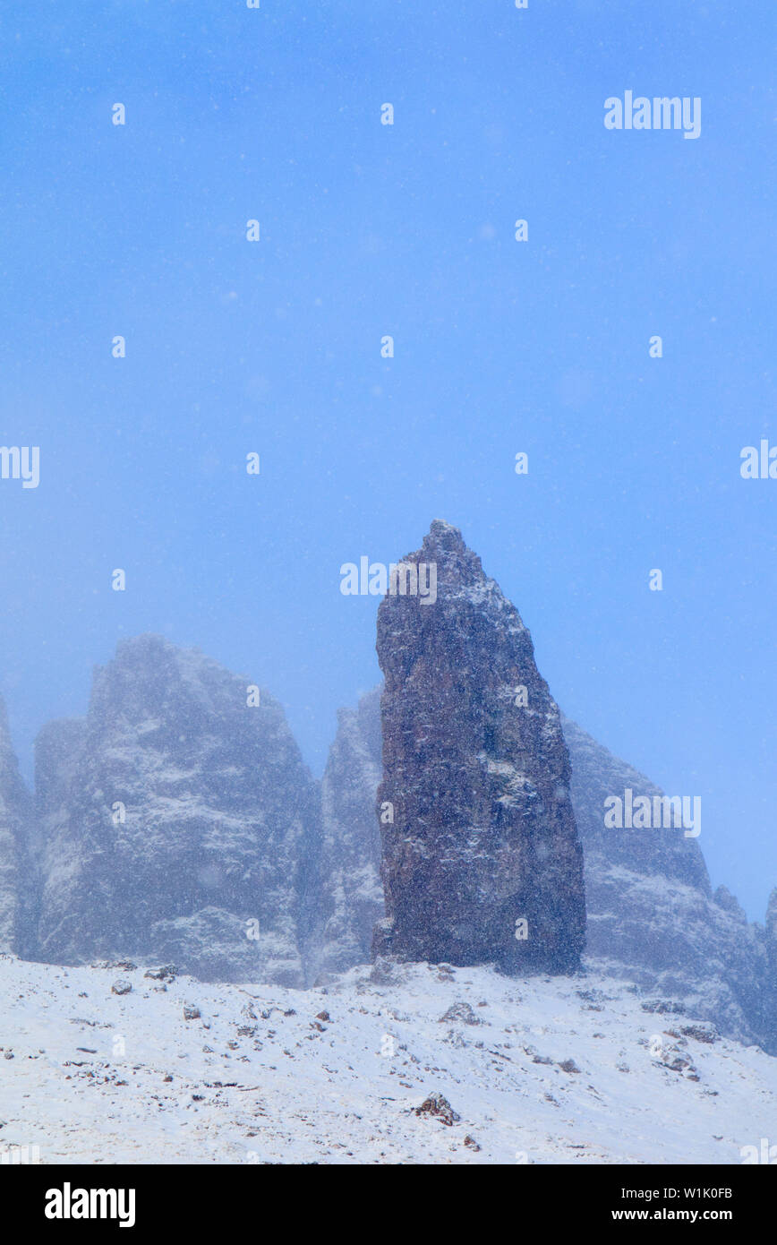 Alte Mann der Storr im Winter, Isle of Skye Stockfoto