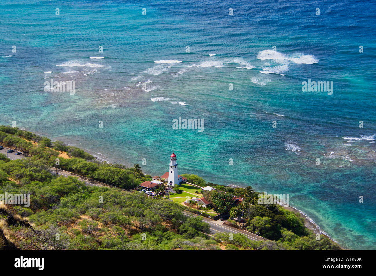 Dies ist der Blick vom Aussichtspunkt auf Diamond Head auf Oahu, Hawaii. Während es eine etwas langweilige Foto, ich liebe das Wasser Farbe. Stockfoto