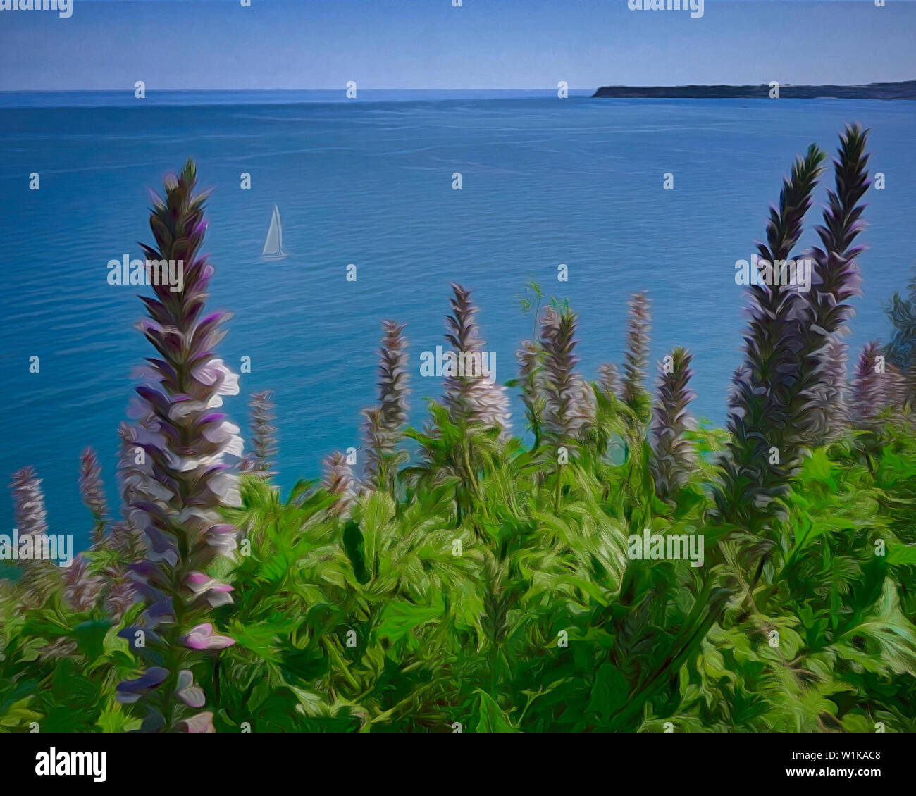 Digitale Kunst: Torbay mit Berry Head im Hintergrund, Devon, Großbritannien Stockfoto