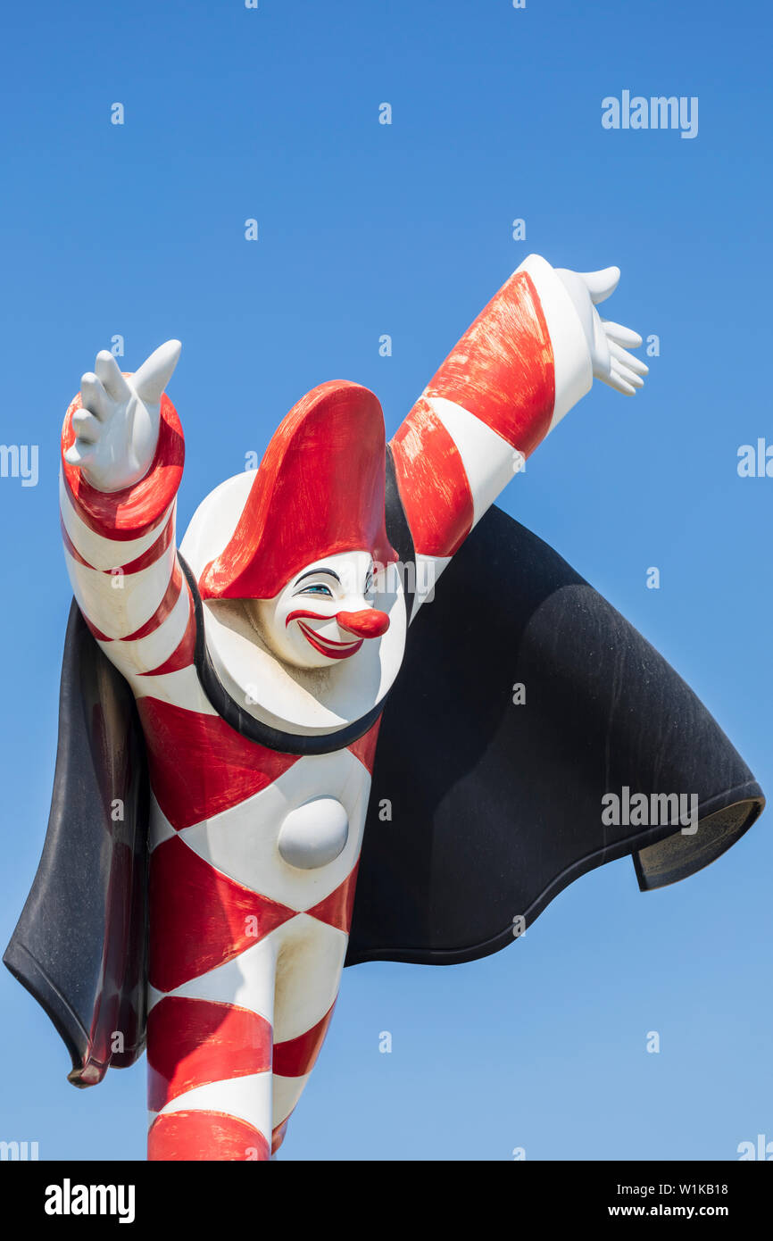 Burlamacco ist der Clown - wie Maskottchen der berühmten jährlichen Karneval in Viareggio, Toskana, Italien. Stockfoto
