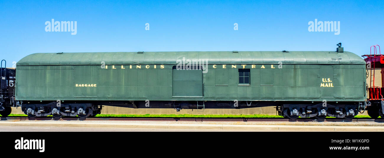 Illinois Central Güterwagen Beförderung auf Anzeige in Paducah Kentucky USA. Stockfoto