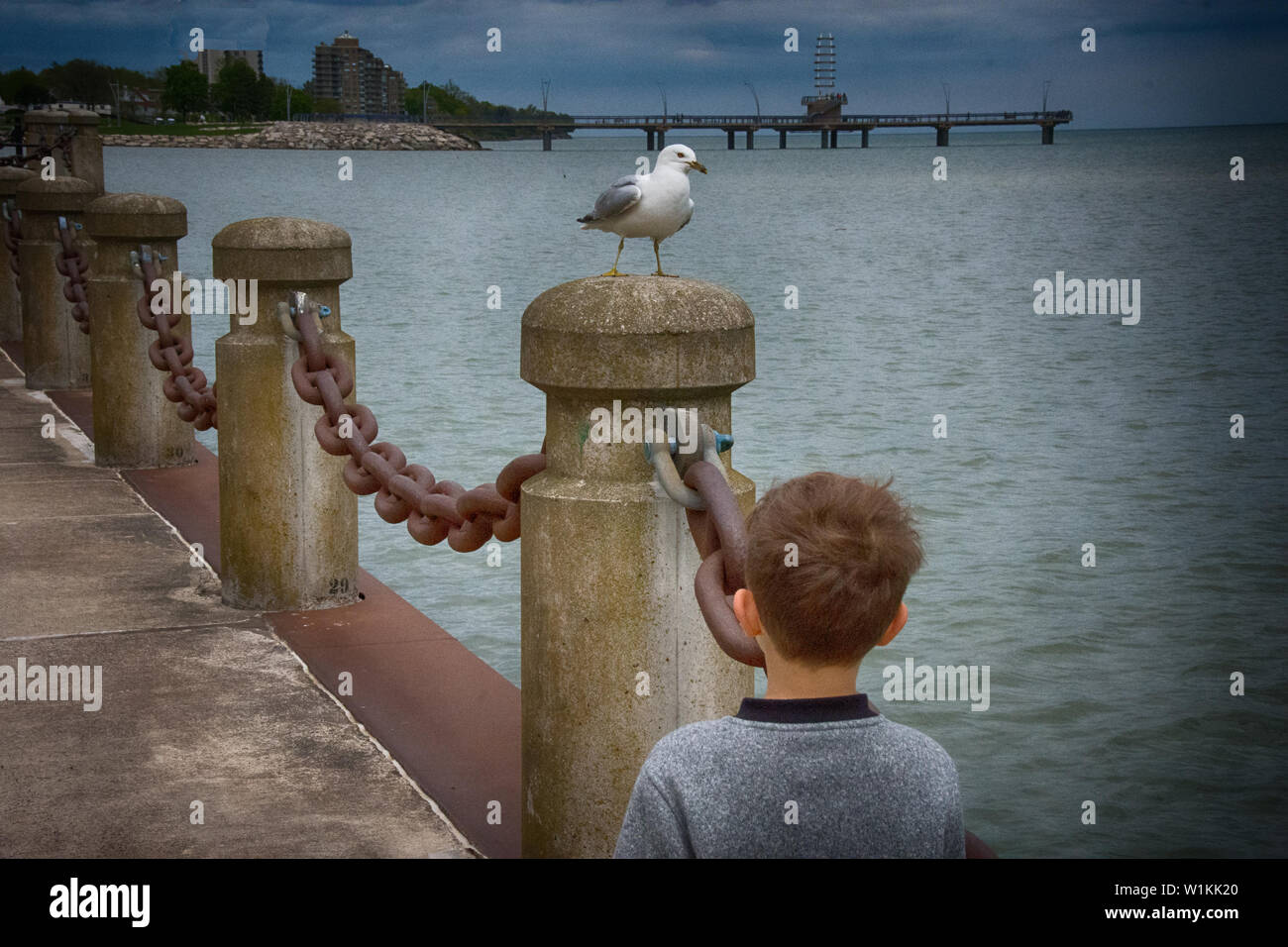 Einen Schuß von unseren Tag mit unseren Enkelkindern in Burlington Waterfront. Stockfoto