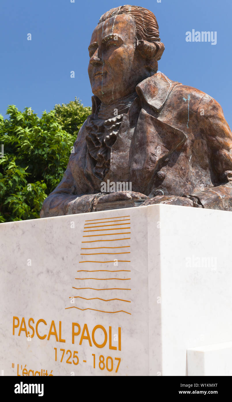 Ajaccio, Frankreich - Juli 6, 2015: Pascal Paoli Statue. Stadt Ajaccio, Korsika Insel Stockfoto