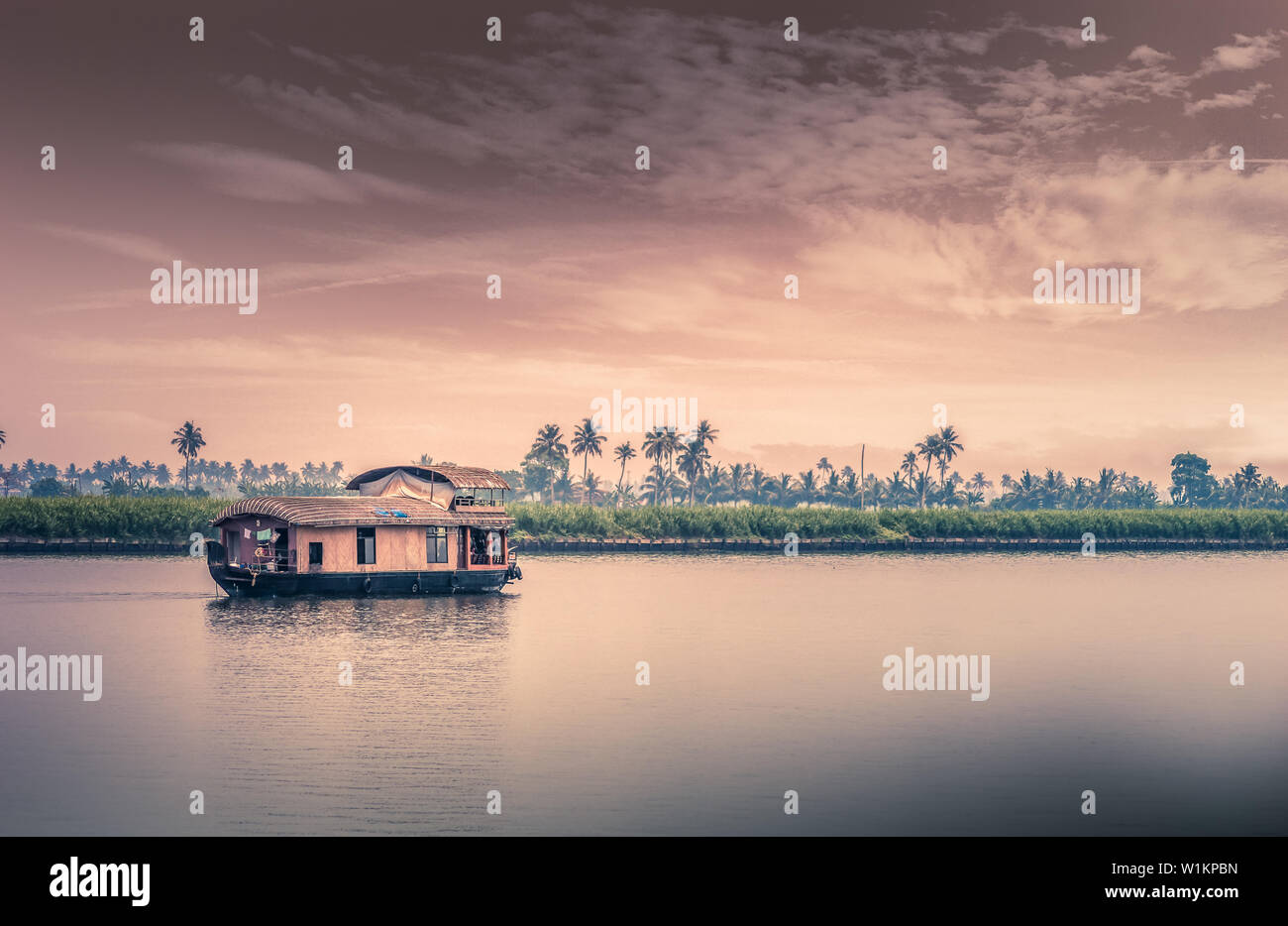 Alappuzha Boot Haus Schönheit und Natur Schönheit von Kerala. Gottes eigenes Land. Stockfoto