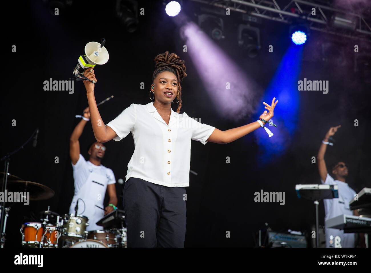 Sandvika, Norwegen - Juli 02, 2019. Die englische Rapper und Lyriker wenig Simz führt ein Live Konzert während der norwegischen Musik Festival 2019 Kardetten in Sandvika. (Foto: Gonzales Foto - Tord Litleskare). Stockfoto