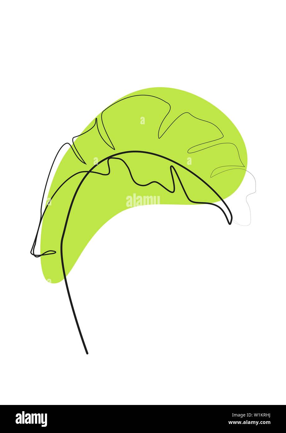 Eine Linie zeichnen. Kontur zeichnen von Banana Leaf. Stock Vektor