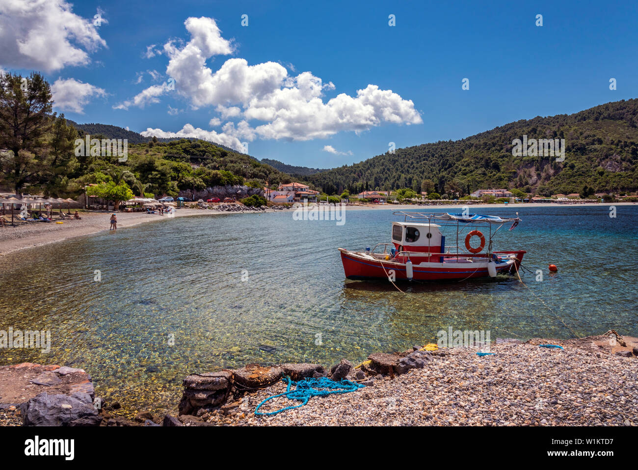 Panormos Beach, Skopelos, Nördliche Sporaden Griechenland. Stockfoto