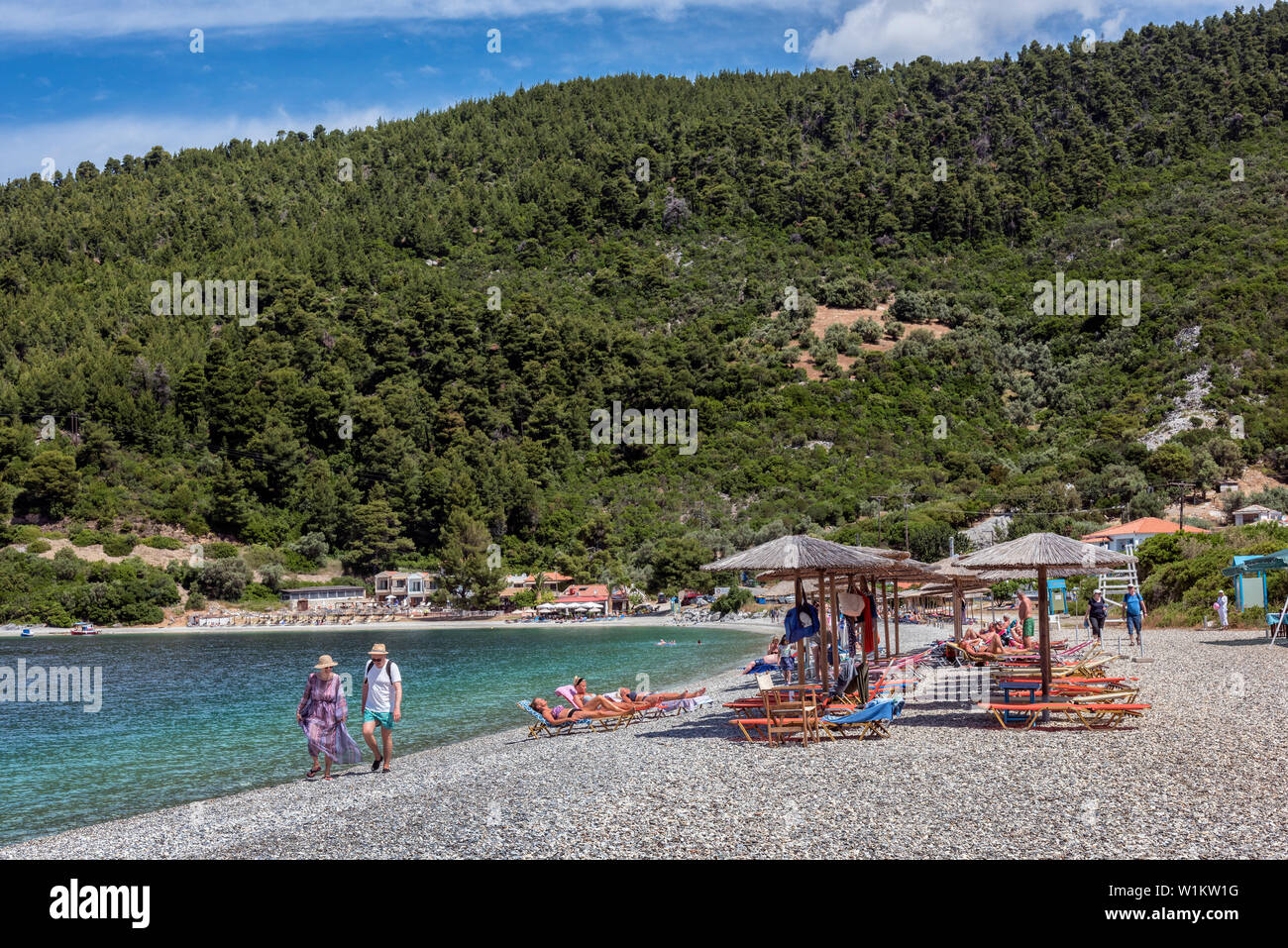 Panormos Beach, Skopelos, Nördliche Sporaden Griechenland. Stockfoto
