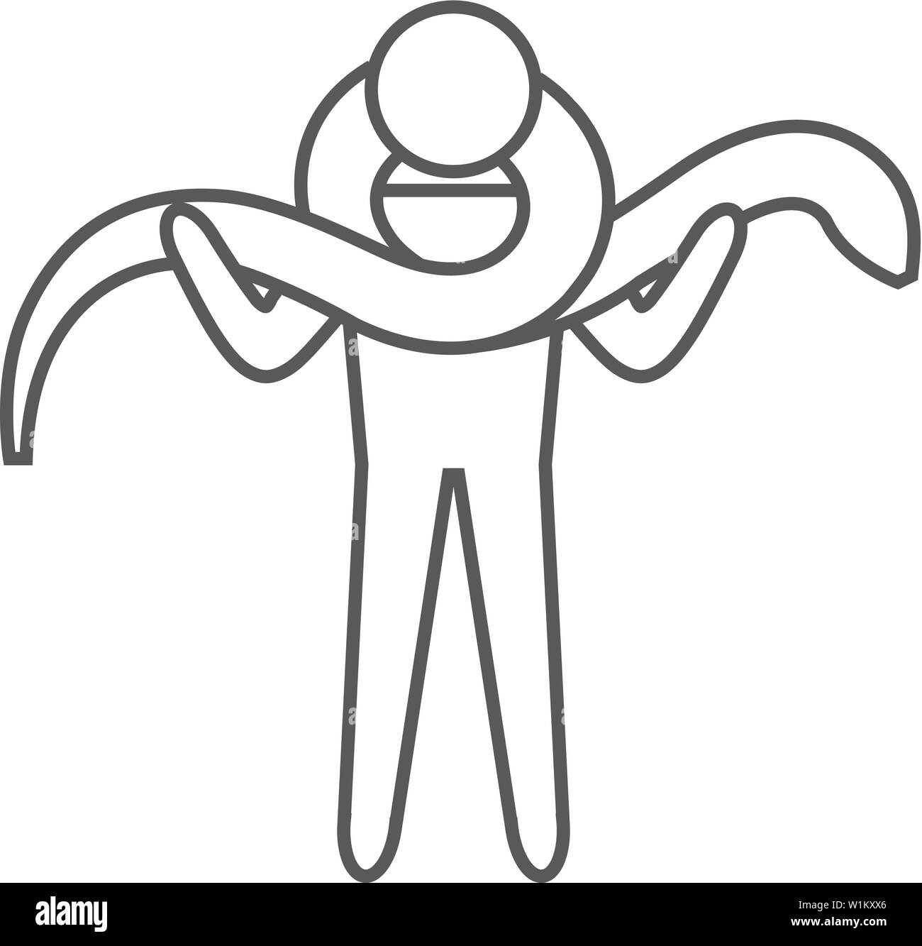 Mann mit Schlange Symbol in dünnen Umrisse Stil. Zoo Safari jungle Foto posiert Stock Vektor