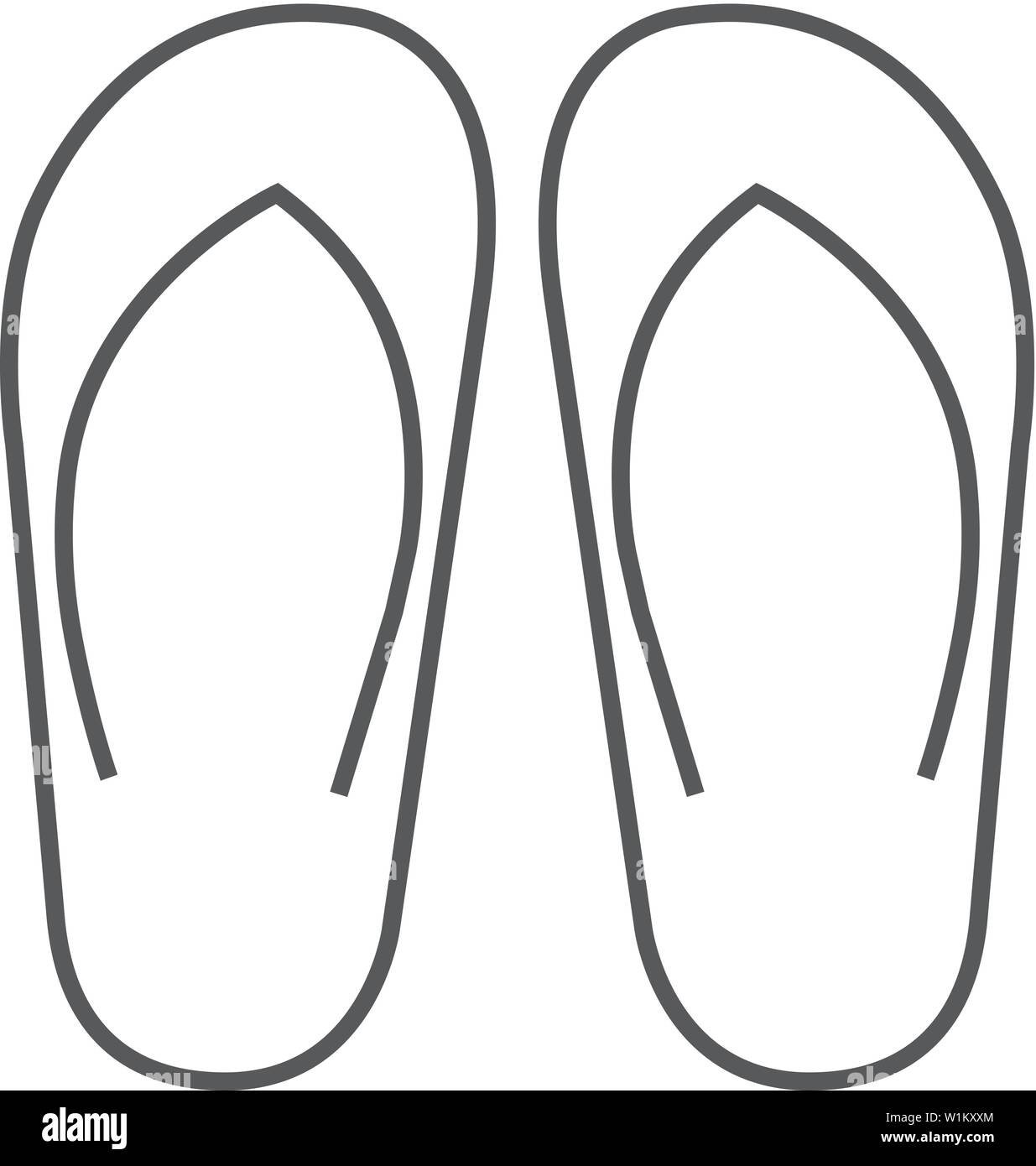 Slipper Sandale Symbol in dünnen Umrisse Stil. Beach wear Entspannung casual Gummi Stock Vektor