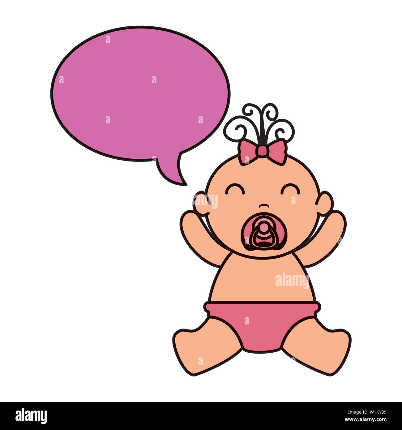 Susse Kleine Baby Madchen Mit Sprechblase Stock Vektorgrafik Alamy