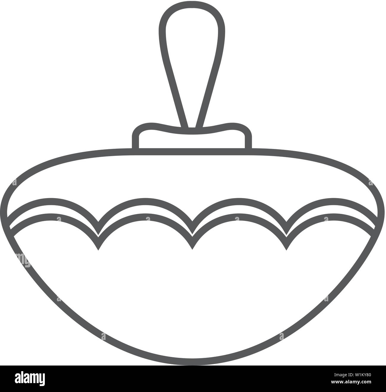 Top Spielzeug Symbol in dünnen Umrisse Stil. Spinnrad Kinder spielen Stock Vektor