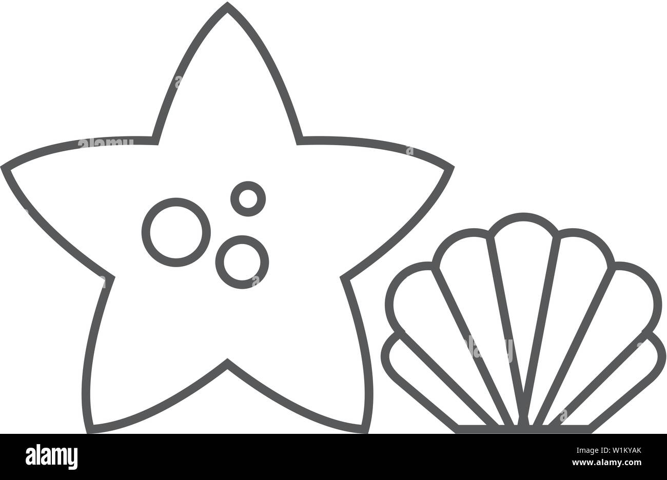 Star fisch Symbol in dünnen Umrisse Stil. Meer tierische Kreatur niedlich Stock Vektor