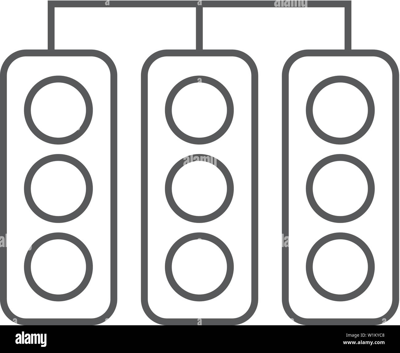 Rotes Licht Zeichen Symbol in dünnen Umrisse Stil. Verkehr Straße Signal Bremsleuchte Straße Stock Vektor