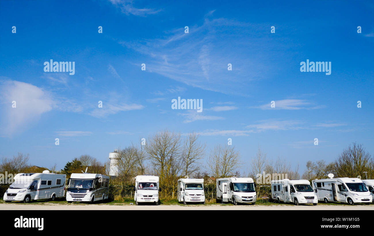 Camping Autos Rastplatz, Le Crotoy, Baie de Somme, Somme, Hauts-de-France, Frankreich Stockfoto