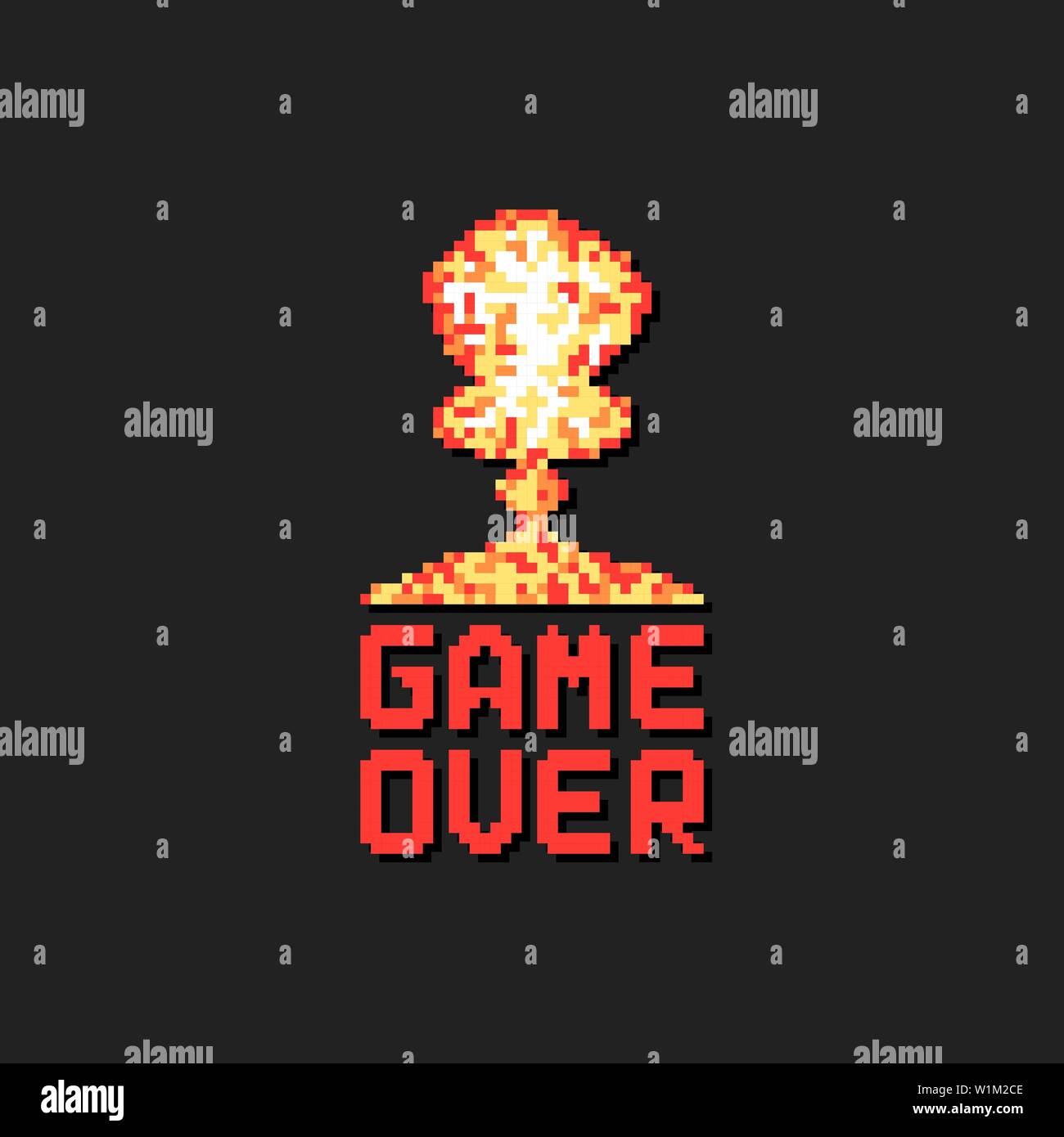 Game over Mit pixel Art Explosion Stock Vektor