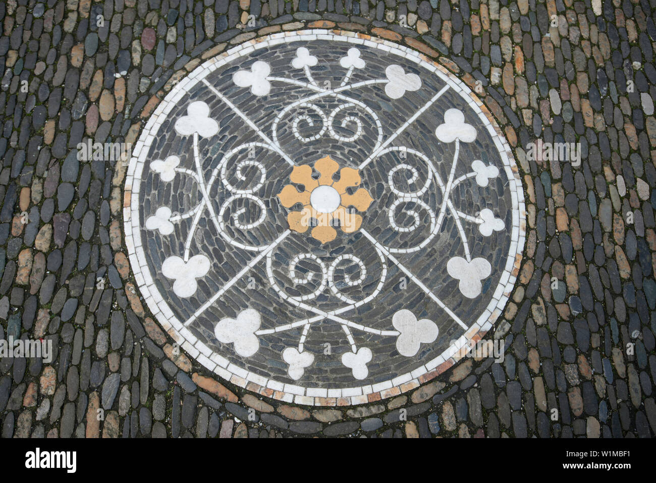 Kiesel Stein Mosaik, das historische Zentrum, Freiburg im Breisgau, Schwarzwald, Baden-Württemberg, Deutschland Stockfoto