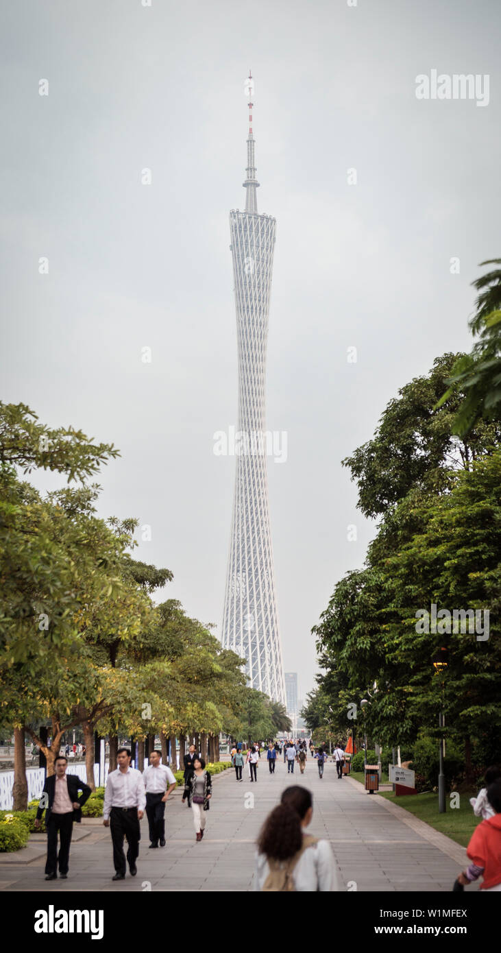 Iconic Fernsehturm von Guangzhou, Provinz Guangdong, Pearl River Delta, China Stockfoto