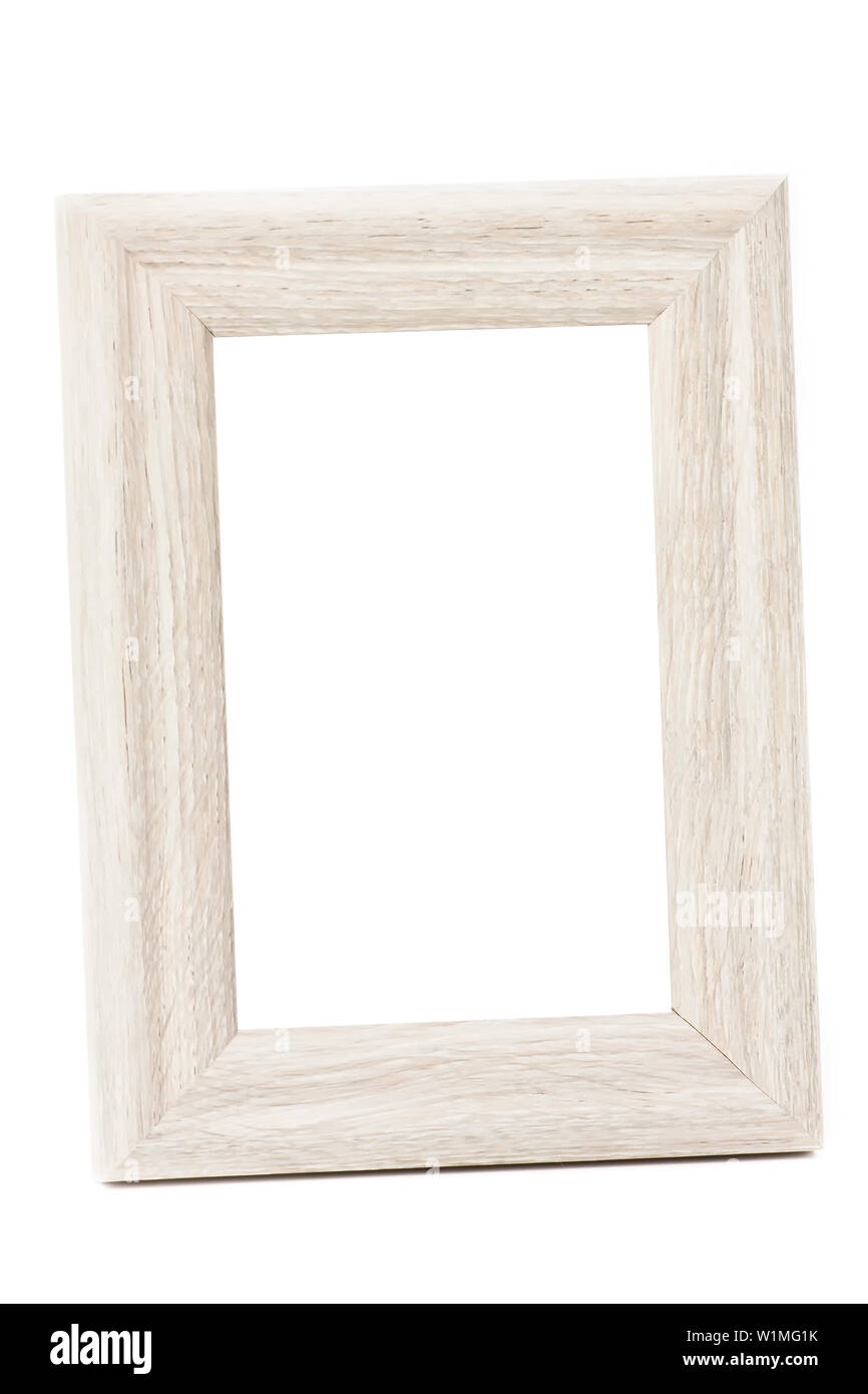 Eine hölzerne vintage Bilderrahmen hat einen weißen Hintergrund Stockfoto