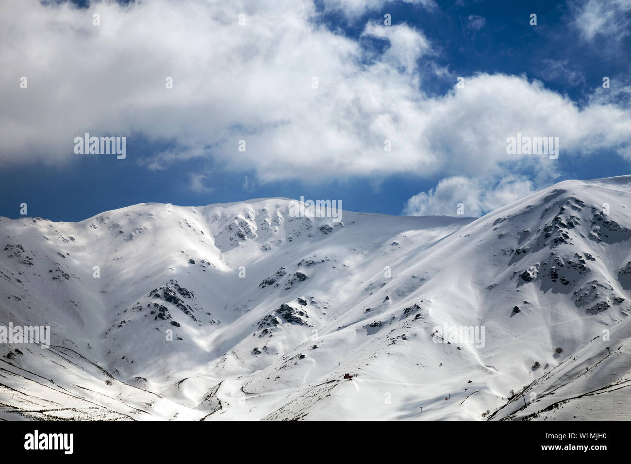 Verschneite Berglandschaften, Vlore, Izmir, Türkei. Winterlandschaft. Stockfoto