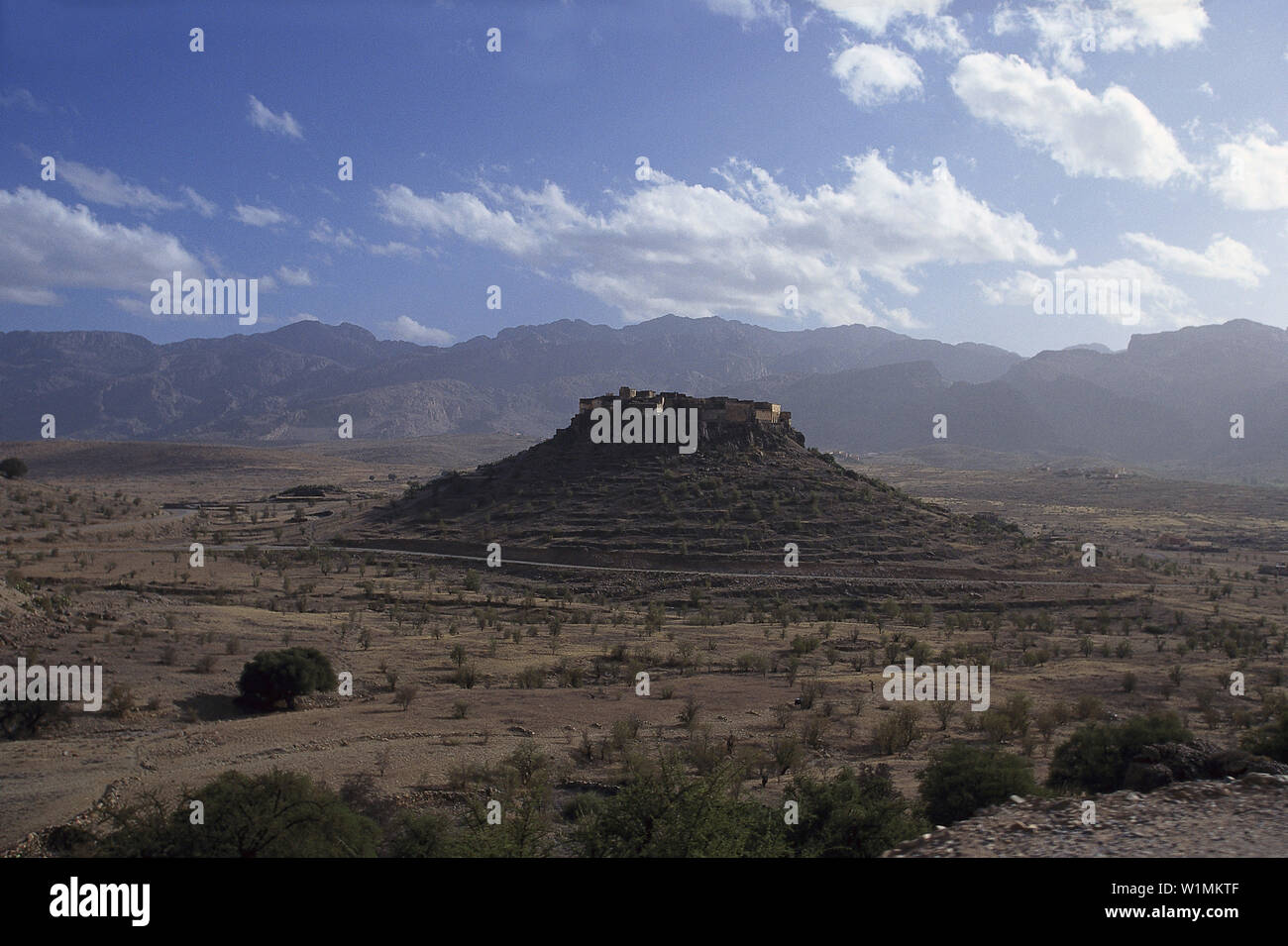 Dorf auf einem H?gel, Antiatlas, Marokko Stockfoto