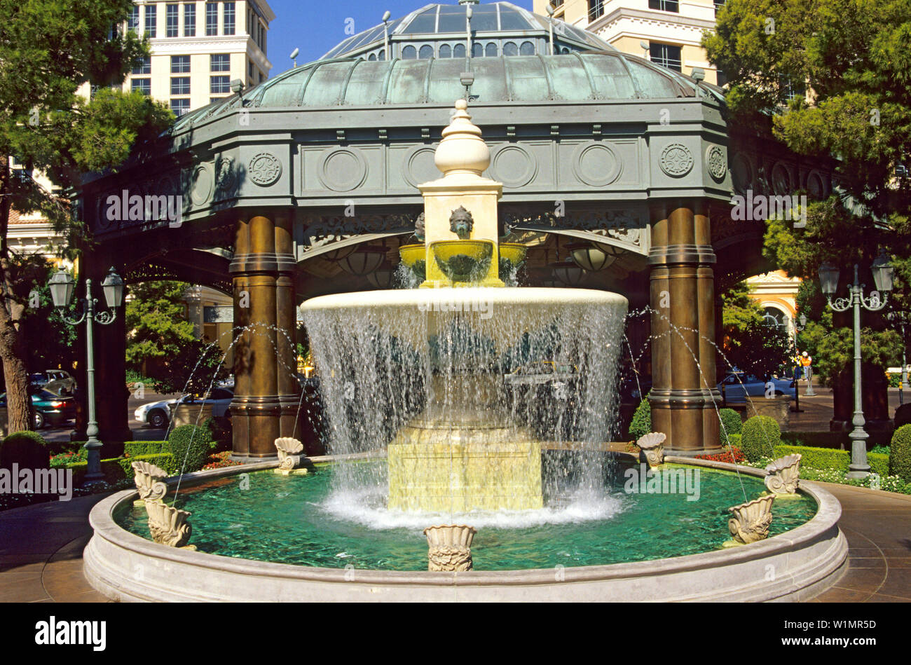 Eingang des Bellagio, Bellagio Hotel und Casino, Las Vegas Boulevard, Las Vegas, Nevada, USA Stockfoto