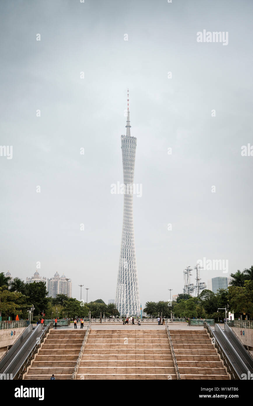 Iconic Fernsehturm von Guangzhou, Provinz Guangdong, Pearl River Delta, China Stockfoto