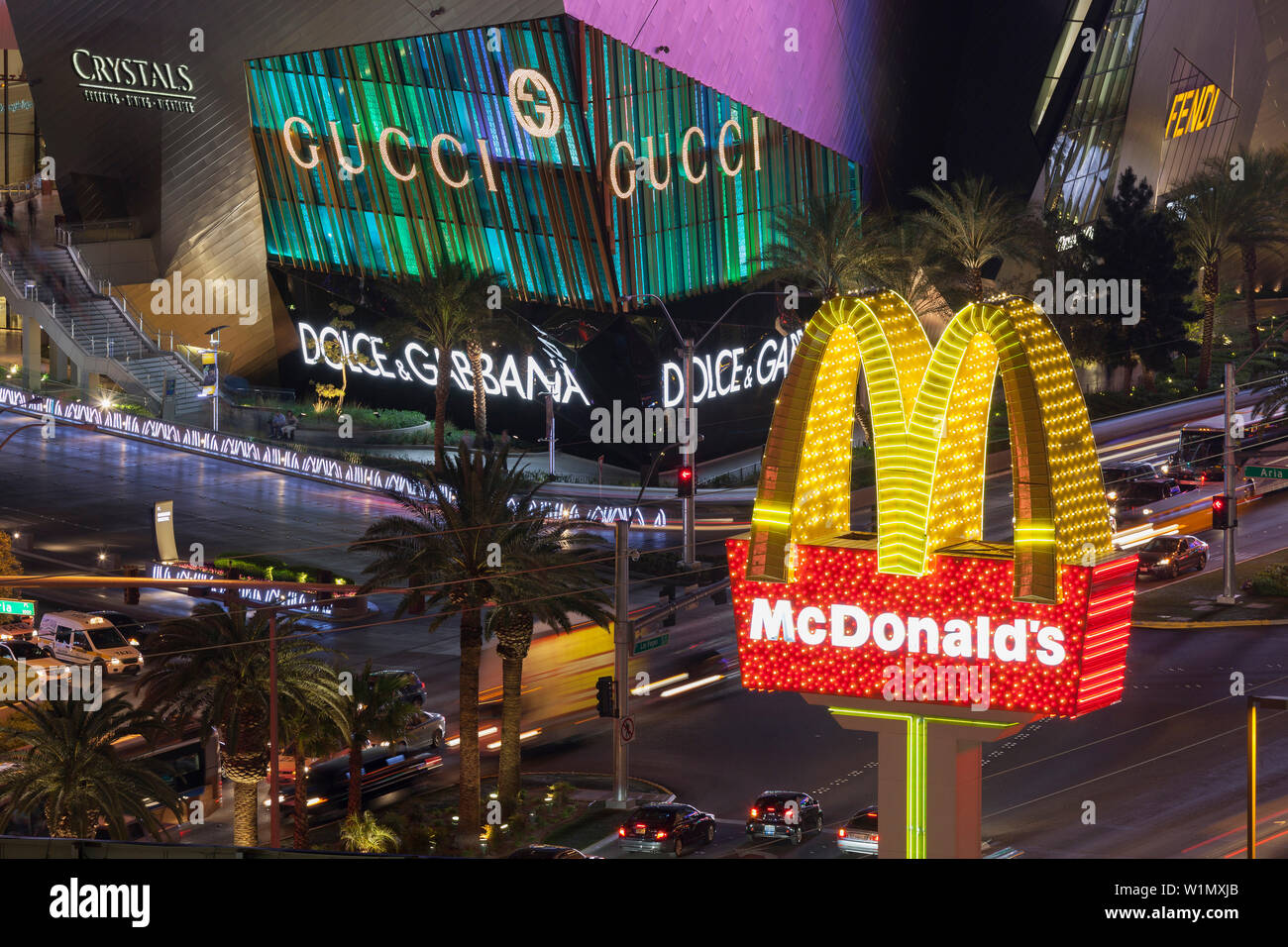 Stadtzentrum, McDonals Symbol, Streifen, Las Vegas Boulevard South, Las Vegas, Nevada, USA Stockfoto