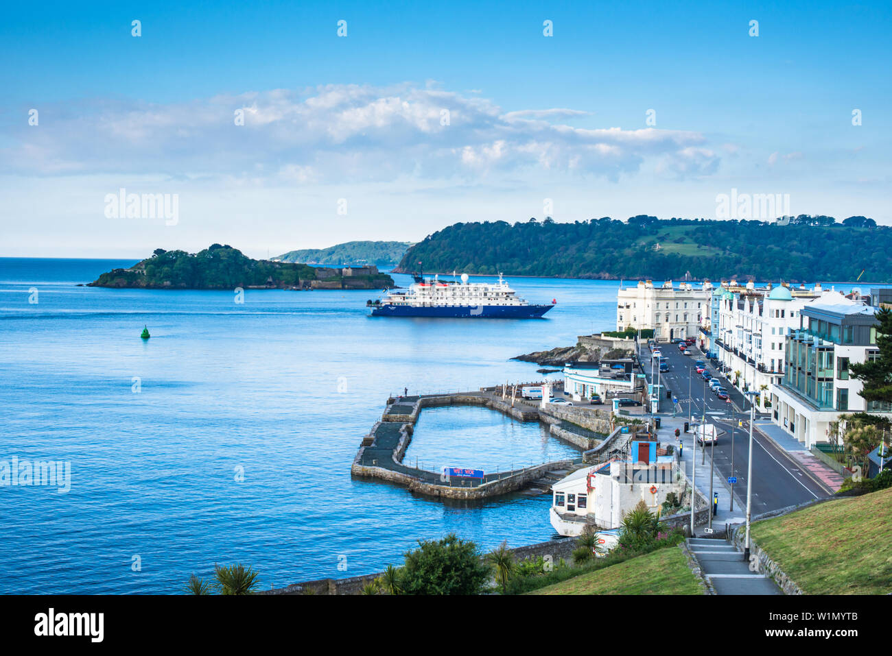 Plymouth Waterfront mit Blick zu Plymouth, Devon, England, UK. Stockfoto