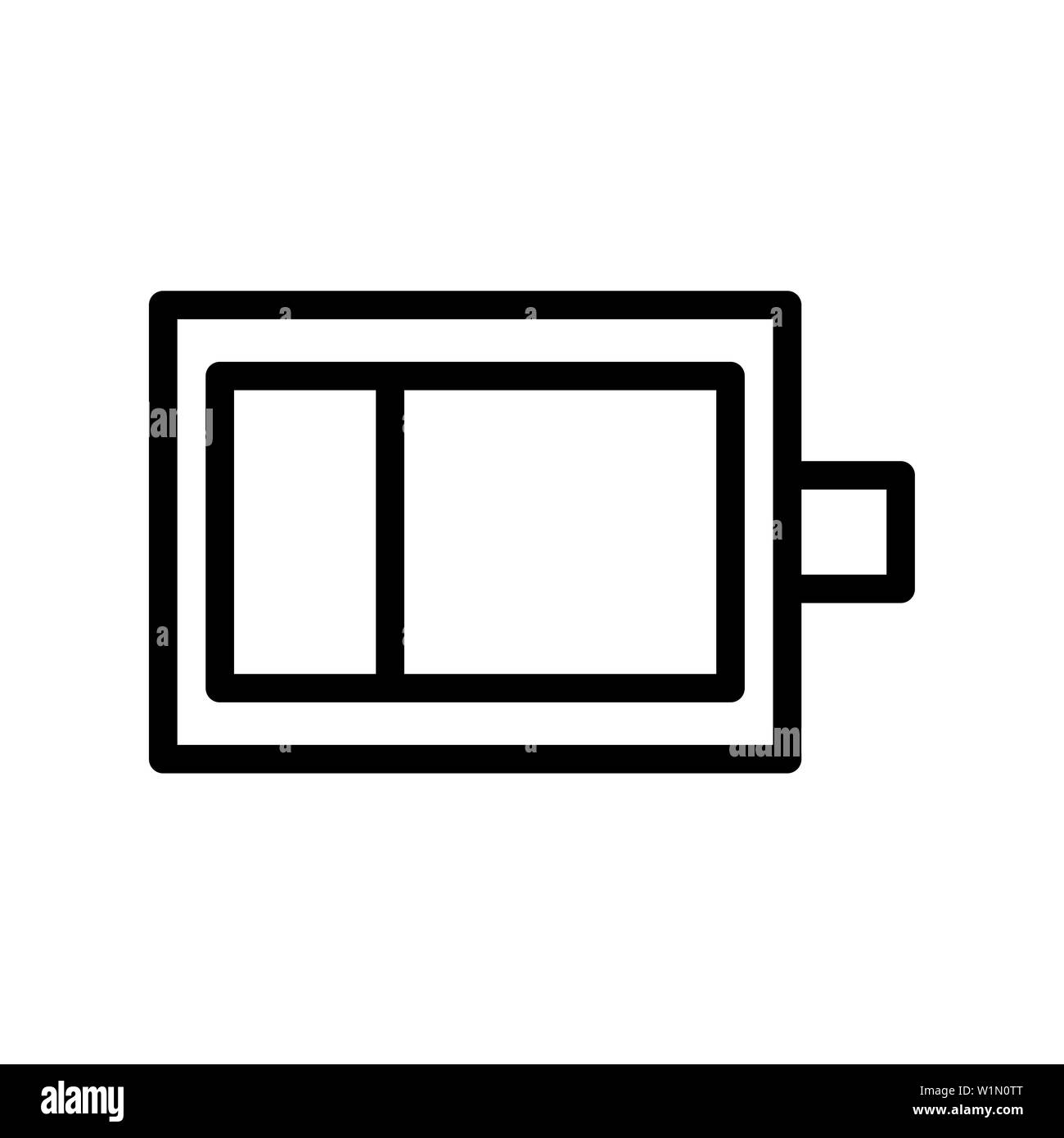 Das Akkusymbol angezeigt. flachbild Abbildung der Batterie vektor Symbol für Website, Muster, Design, Logo, etc. Stockfoto