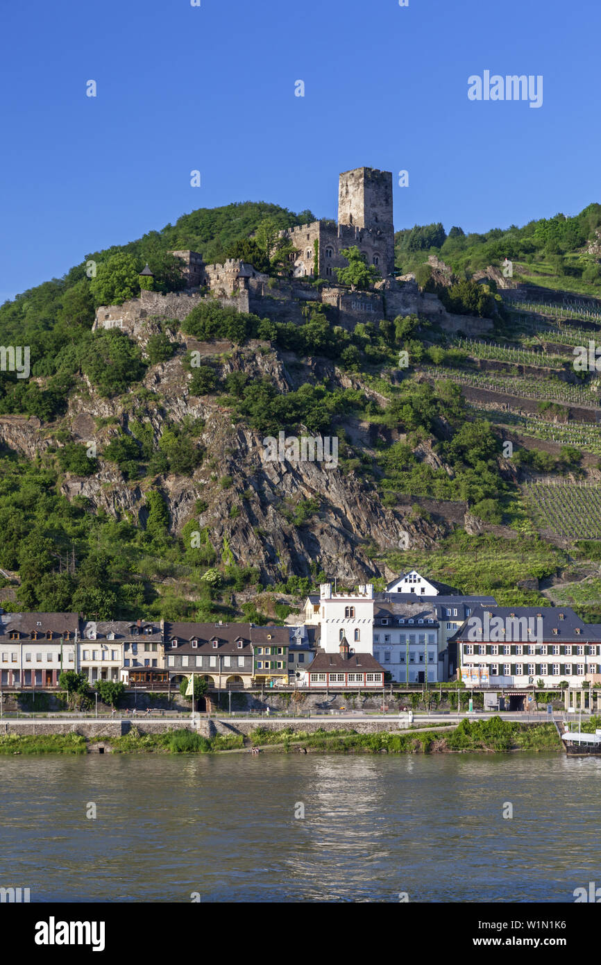 Gutenfels Burg über Kaub am Rhein, Kaub Burg, Oberes Mittelrheintal, Rheinland-Pfalz, Deutschland, Europa Stockfoto