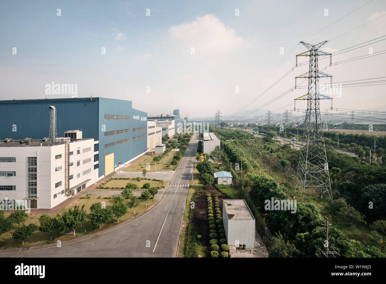 Industriegebiet in der Nähe von Nansha, Guangzhou, Provinz Guangdong, Pearl River Delta, China Stockfoto
