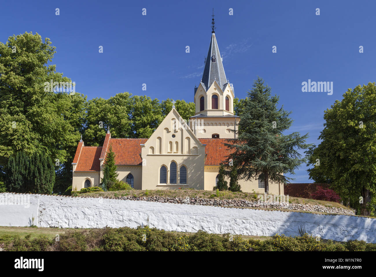 Kirche des Schlosses Rudkøbing, Insel Langeland, Dänische Südseeinseln, Süddänemark, Dänemark, Skandinavien, Nordeuropa Stockfoto