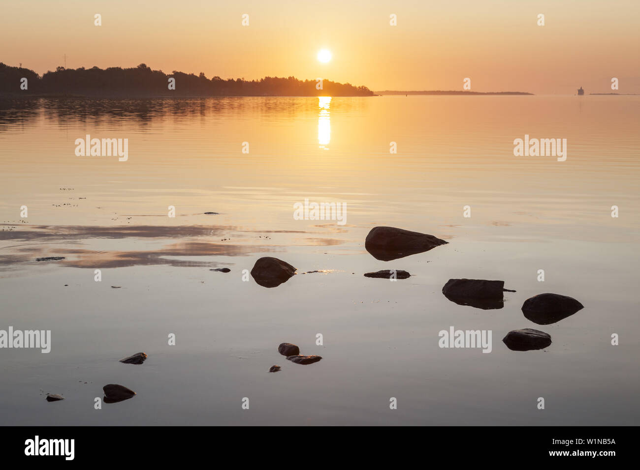 Sonnenaufgang an der Ostsee, Kapellskaer, Uppland, Stockholms County, Süd Schweden, Schweden, Skandinavien, Nordeuropa Stockfoto