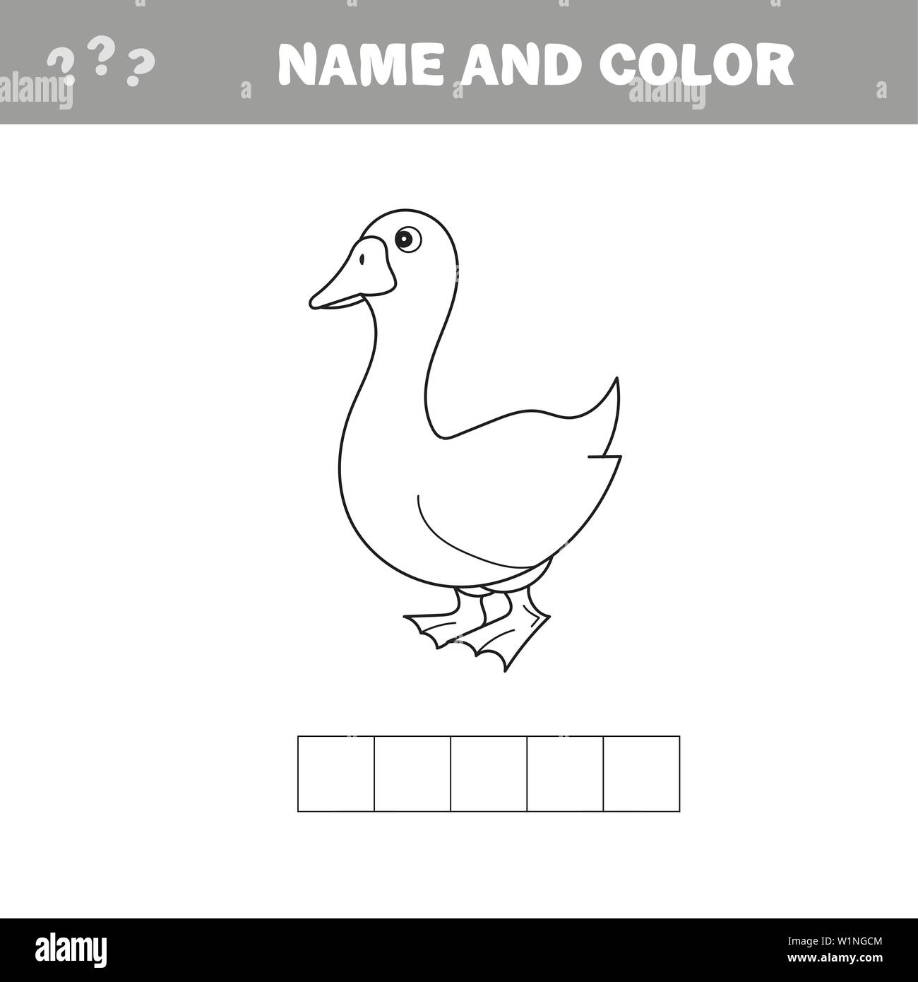 Schwarze und Weiße Cartoon Vector Abbildung: Lustige Gänsezuchtbetrieb Vogel Tier für Malbuch - Kreuzworträtsel Stock Vektor