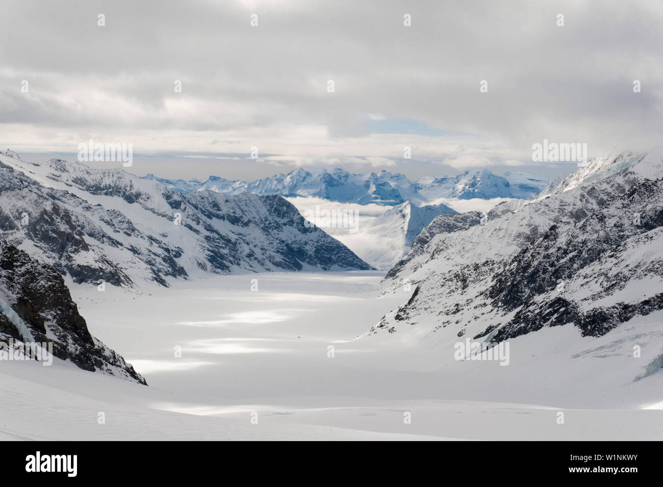 Aletschgletscher Jungfraujoch, einem UNESCO-Weltkulturerbe, Schweizer Alpen Jungfrau-Aletsch, Kanton Bern, Berner Oberland, Schweiz Stockfoto