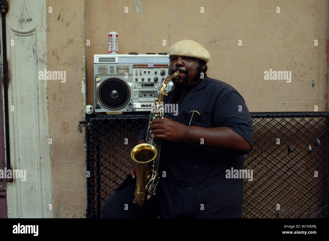 Strassenmusiker, St. Peter Street, French Quarter, New Orleans, Louisiana, USA Stockfoto