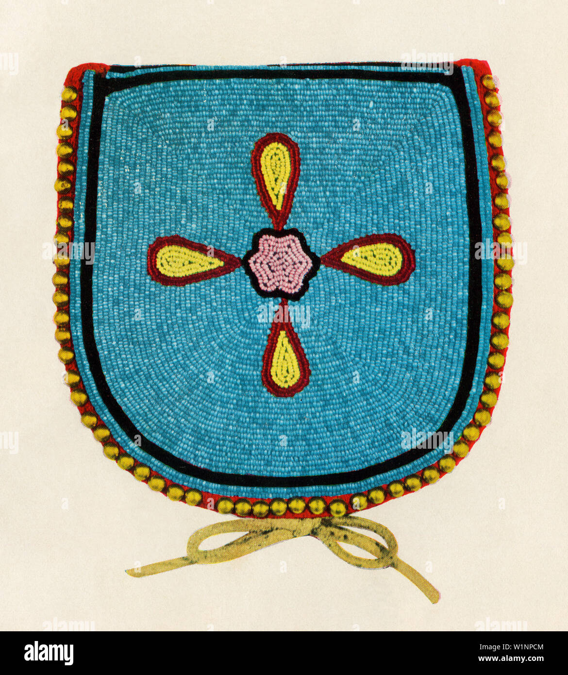 Chief Joseph's Perlen Geldbeutel an Josephs Grab von Chief Yellow Bull im Jahre 1905 vorgestellt. Farbe halftone einer Fotografie Stockfoto