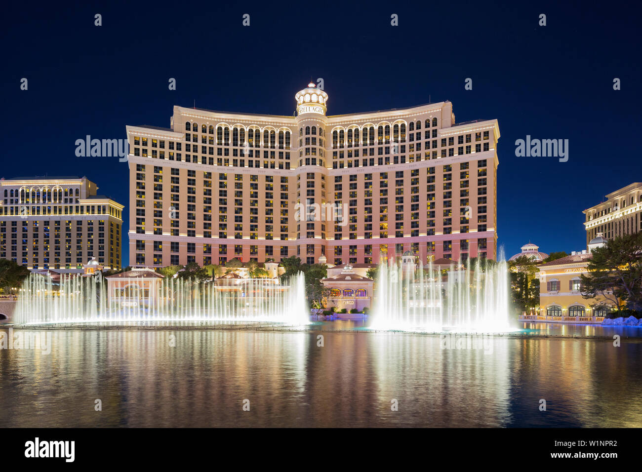 Wasserfontainen, Bellagio Hotel, Strip, Las Vegas Boulevard South, Las Vegas, Nevada, USA Stockfoto