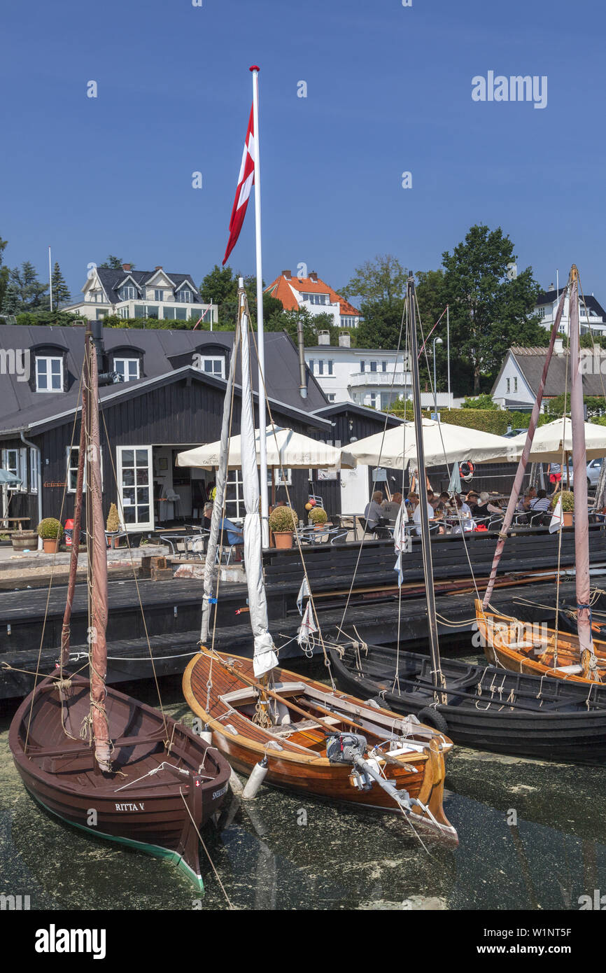 Boote im Hafen Snekkersten in Helsingør, Insel von Neuseeland, Skandinavien, Dänemark, Nordeuropa Stockfoto