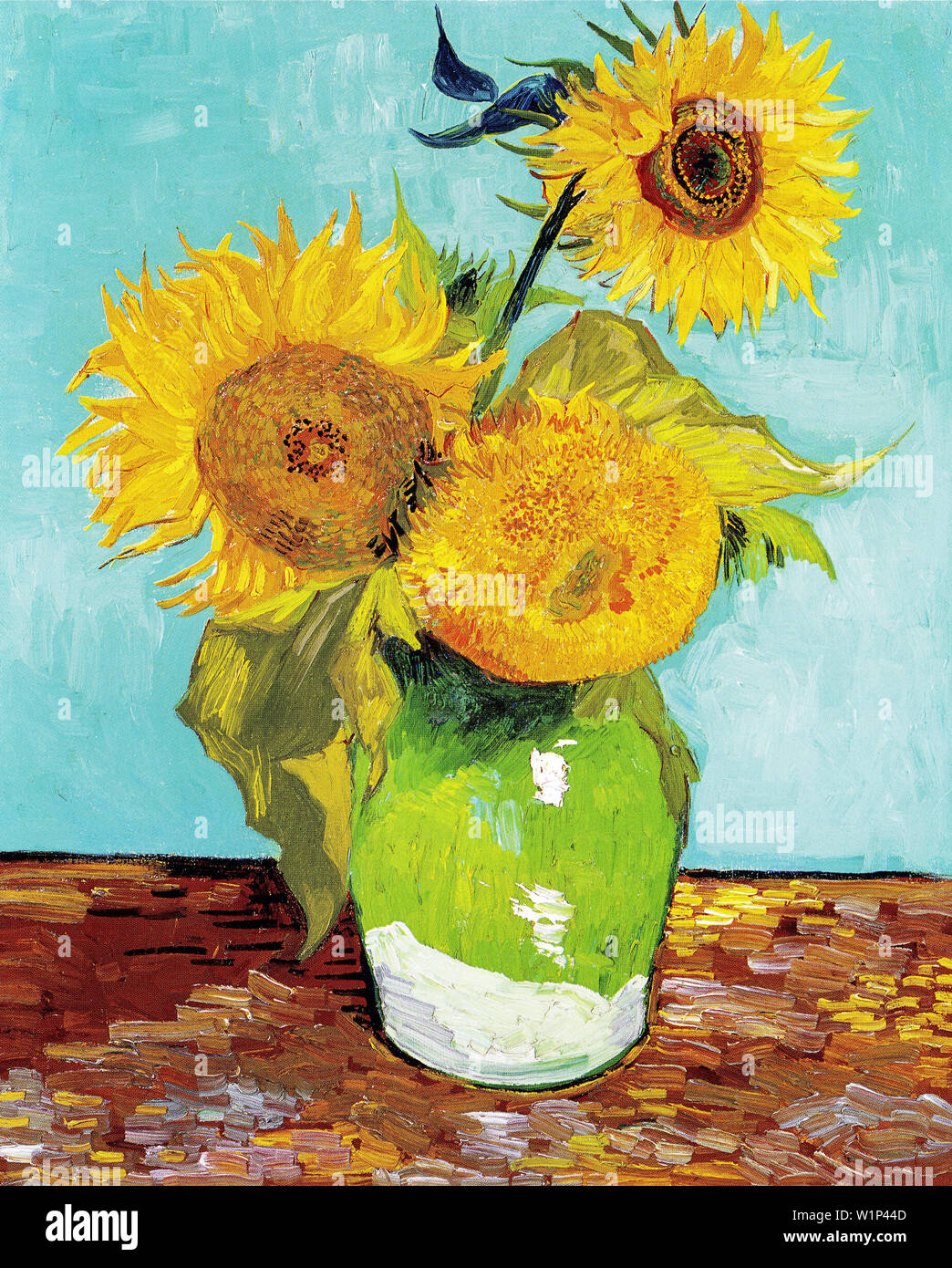 Vincent Van Gogh, Sonnenblumen. Drei Sonnenblumen, Stillleben-Gemälde, 1888 Stockfoto