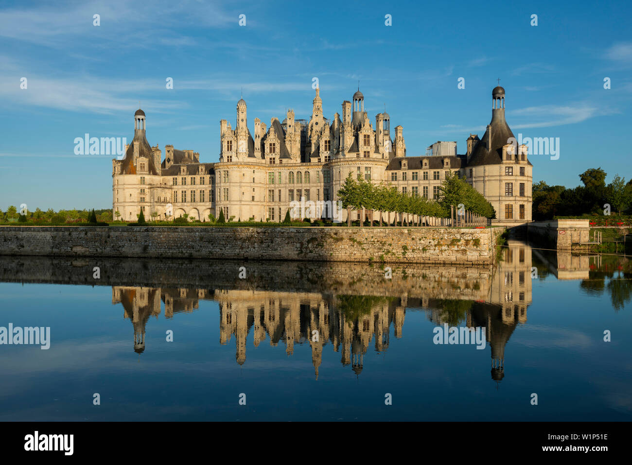 Schloss Chambord, Nordfassade, Weltkulturerbe der UNESCO, Chambord, Loire, Departement Loire et Cher, Region Centre, Frankreich Stockfoto